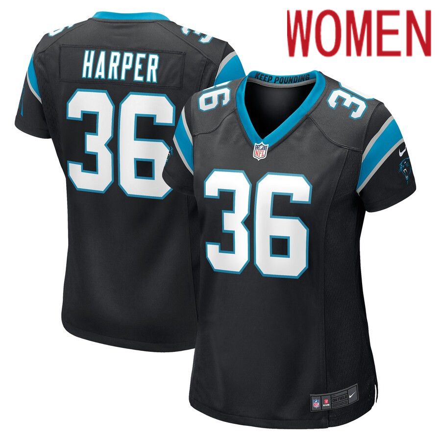 Women Carolina Panthers 36 Madre Harper Nike Black Game Player NFL Jersey